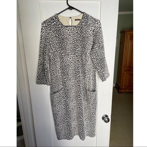 JMacLaughlin black and white patterned long sleeve sheath dress. Never worn.